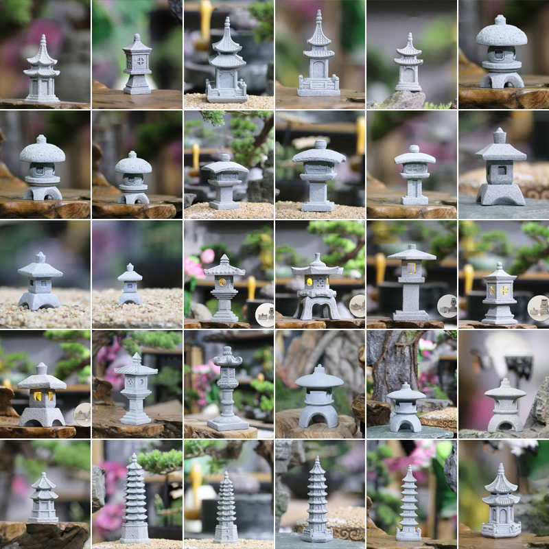 Japan Bonsai Garden - Винтажный дзен, миниатюрный песчаный камень, башня,